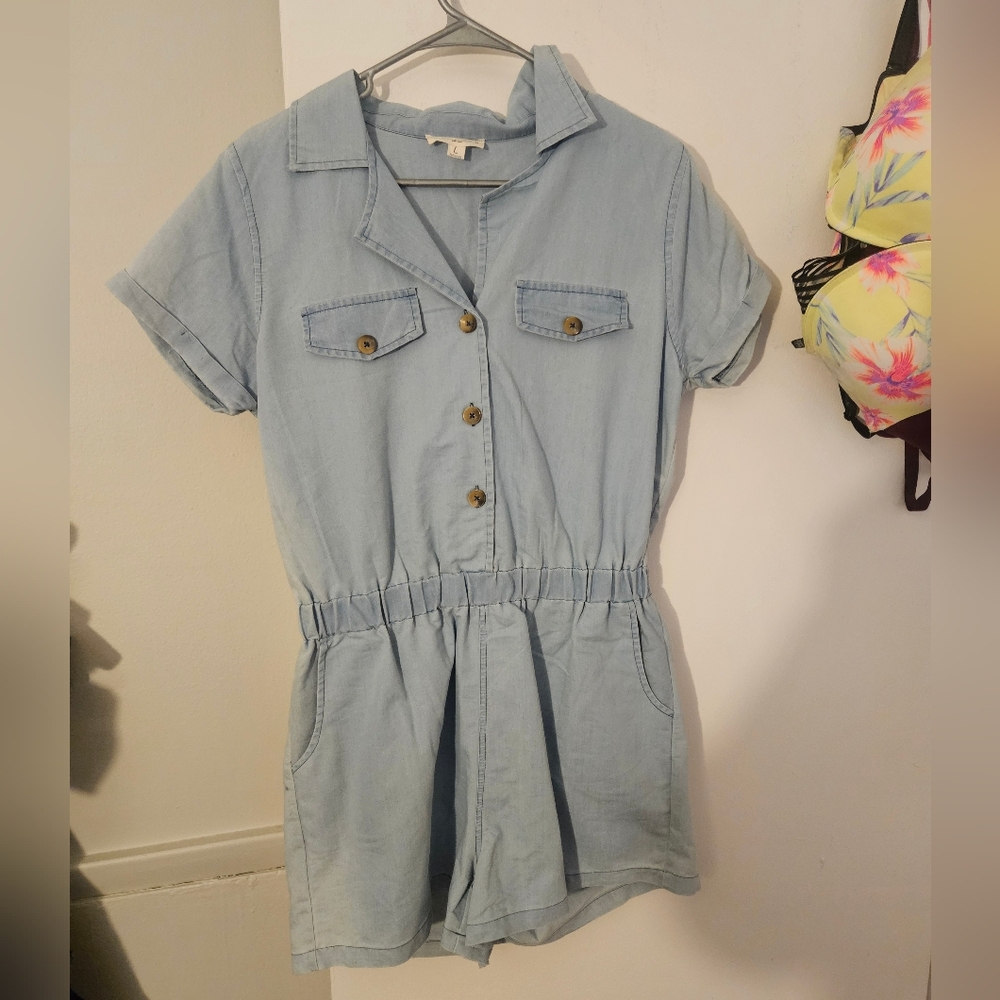 Madewell Womens Light Blue Denim Romper